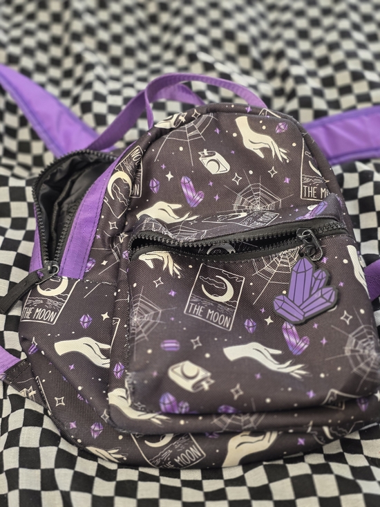 Spirit Handbags - Mini Tarot Print Backpack in Purple and Cream Spirit Halloween